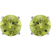 Platinum 8 mm Natural Peridot Stud Earrings